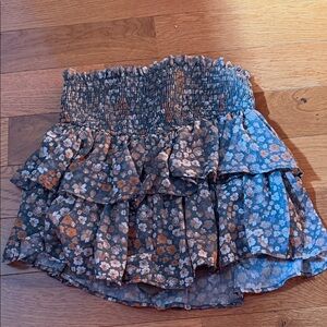 Altar'd State Blue Floral Tiered Mini Skirt